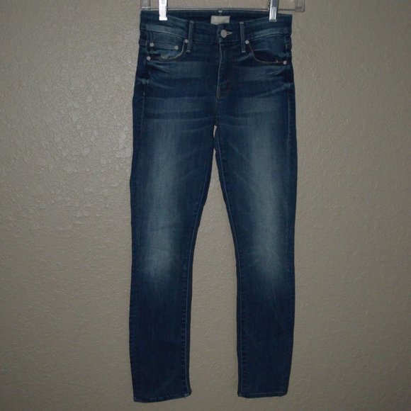 $238 24 Mother The Looker Double Trouble Skinny Blue Jeans - Picture 1 of 8